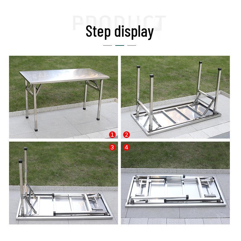 Stainless Steel Foldable Table - Portable BBQ & Camping Workbench with Cutting Board