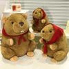 Red Scarf Marmot Plush Toy - Cute Mouse Figurine & Realistic Beaver with Big Incisors, Perfect Kids' Birthday Gift
