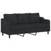 3 Seater Sofa with Footstool Black 180 cm Fabric