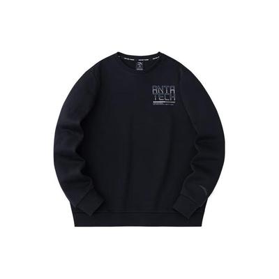 Anta Training Series Letter Round Neck Fleece Pullover Sweatshirt Men Sweatshirt Basic-Black 152347707-3
