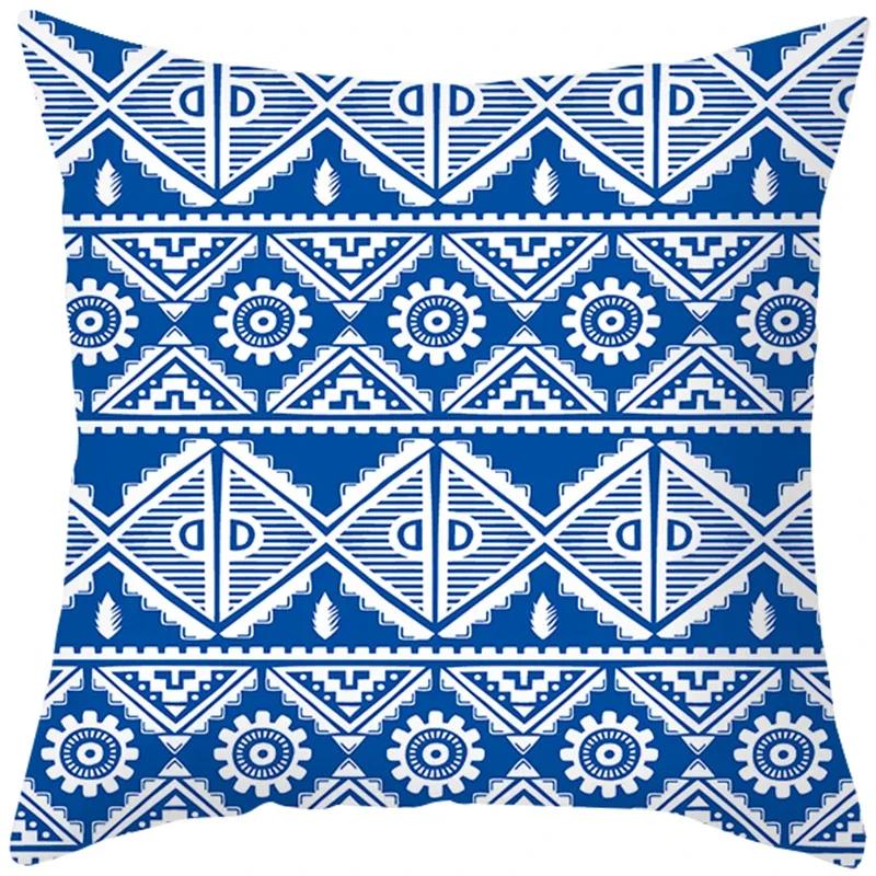 Home Decor Blue and White Floral Pattern Pillow Covers Pattern Cushion Cover Suitable for Sofa Bedroom Car Pillow Cover