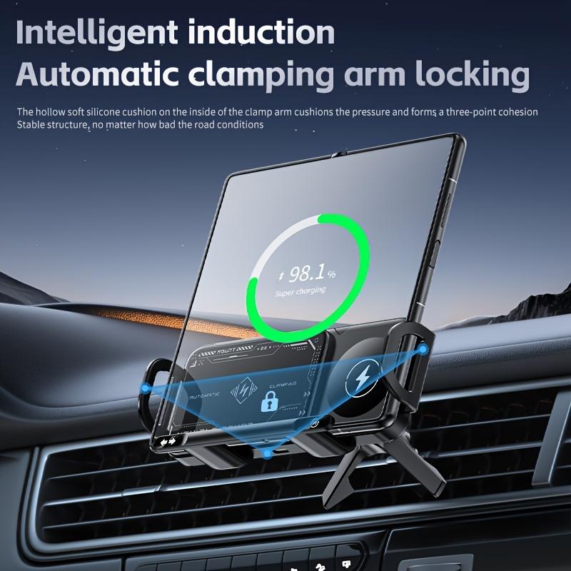 15W Wireless Car Charger Holder For Z Fold6 Fold5 Fold4 Fold3 Fold2 Fold Ultra 16/15/14/13/12 Pro Max 4.3-inch-6.9inch Mobile Phone Automatic Clamping