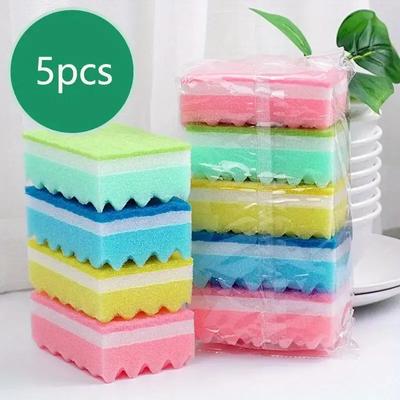 5 pezzi spugna per piatti pasta di legno cotone colore spugna magica per pulizia rimuovi ruggine spazzole per pentole strumento per lavaggio cucina