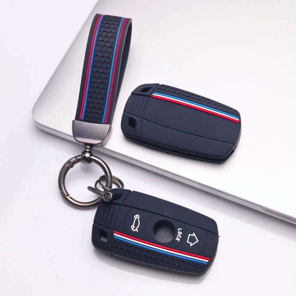 Key Fob Cover for BMW X1 X3 X5 Z4 E90 E91 E92 E60 with Keychain Anti-Scratch Guard Shockproof Protection Soft Grip Texture Responsive Button Touch