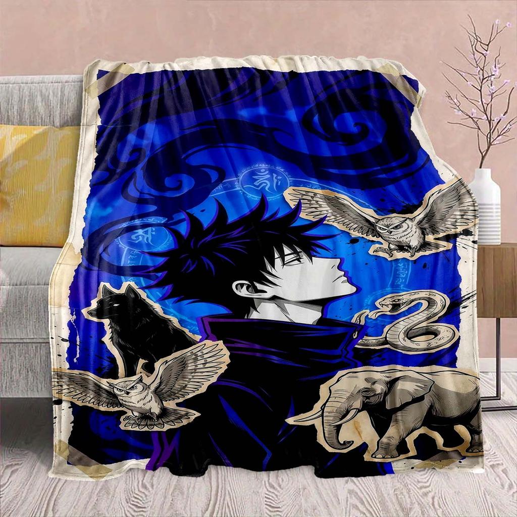 Jujutsu Kaisen Anime Flannel Blanket - Soft Warm Perfect for Sofa, Bedding Camping Travel Office Home Decor
