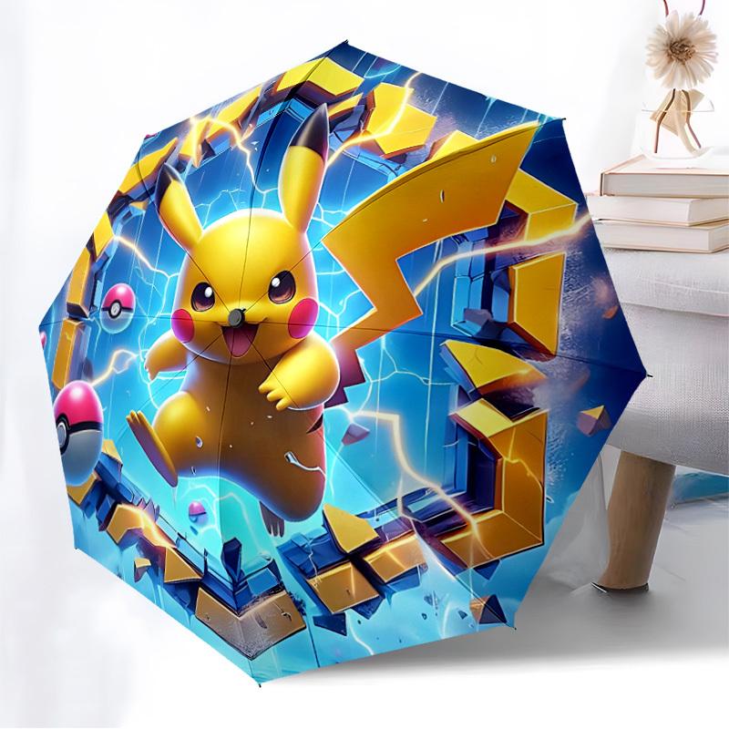 1PC , Pokémon Automatic Folding Umbrella | Vibrant Motif & Compact Design for Everyone, On-the-Go Essential - Gift-Worthy Style yy250930059