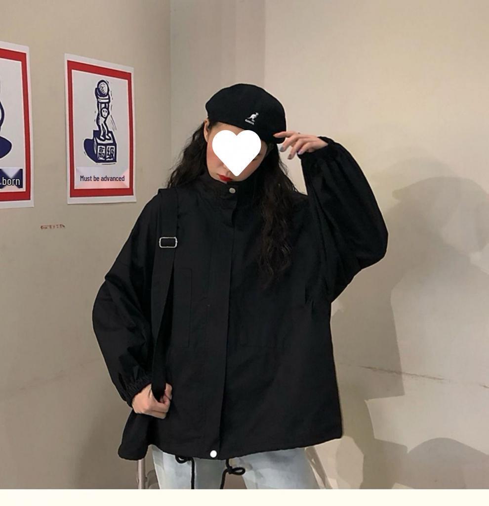 2025 Women's Harajuku BF Style Windbreaker: Versatile Korean Long Sleeve Jacket