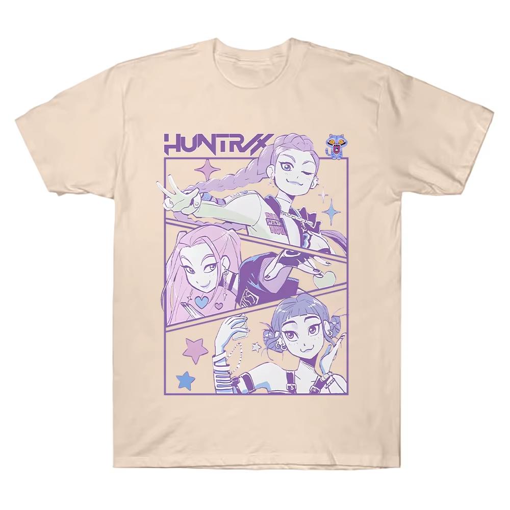KPop Demon Hunters Print Graphic Cotton Women Tshirt Summer Y2K Men Clothes Hot Anime Aesthetic Short Sleeve Comfortable T-shirt