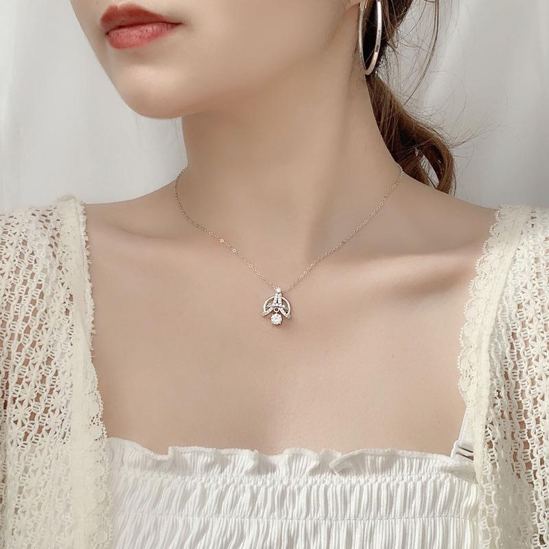 Lindon S925 Sterling Silver Moissanite Luxury Personality Pendant Necklace Women's Classic Tide Sugar Full of Wild Clavicle Chain