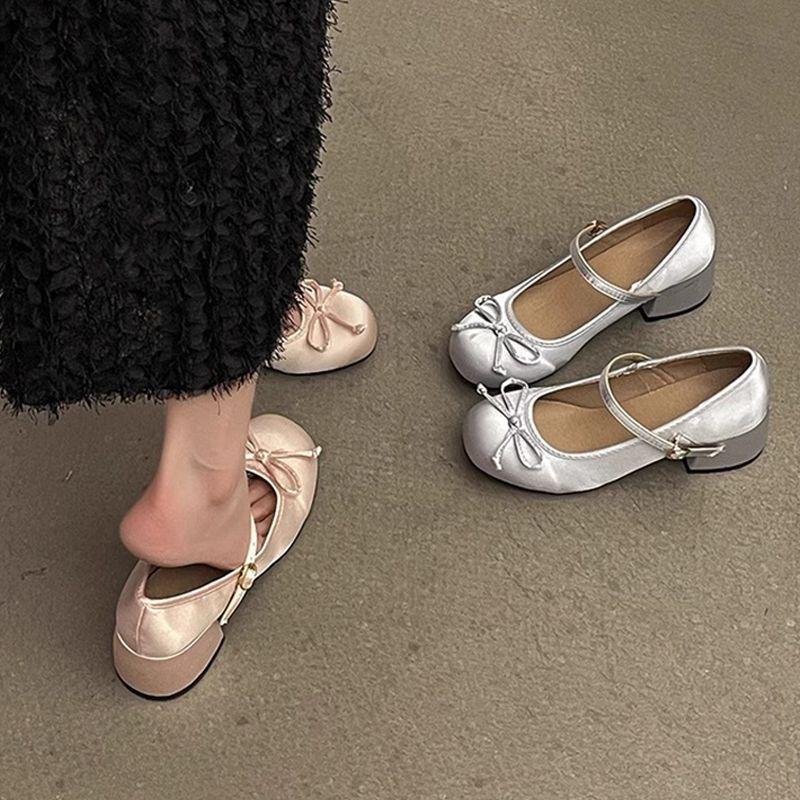 Spring and Autumn new single shoes women's French versatile small fragrant wind light mouth cheongsam thick heel buckle with round head Mary Jane