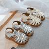 Girls Sandals Simple Bows Kids Beach Shoes Hollowed-out Non-slip 2025 Summer New Children Princess Shoes Soild Color Sweet Lace