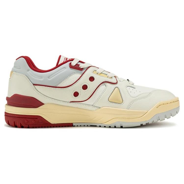 Saucony Cross 90 Leather Comfortable Slip Resistant Abrasion Resistant Low top Skateboard Shoes Unisex White Red S79035-17
