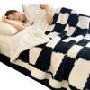 Thick Winter Fleece Blanket Double-Layer Polar Throw Bed Dorm Nap Cozy Geometric Checkered