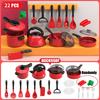 Non-Toxic Kids Toys Pretend Play Red Kitchen Toys Simulation Food Cooking Children'S Children Educational Play House Interactive Toys For Children