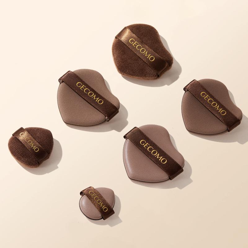 Surface Flocking Makeup Puff Soft Skin-friendly Air Cushion GECOMO 6 PCS Nut Powder Puff Set Sponge Dry And Wet Dual-Use Leather
