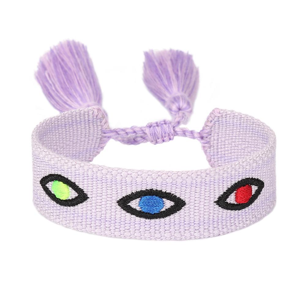 Women's Fashion Hand-Woven Lucky Evil Eye Bracelet with Tassel and Embroidery
