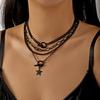 4 szt./zestaw Gotycki Punk Czarny Serce Gwiazda Frędzle Wisiorek Choker Naszyjnik dla Kobiet Vintage Metalowy Gruby Łańcuch Akcesoria Biżuteria Y2K
