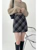 Plus Size Woolen Plaid A-line Midi Skirt - High Waist Bodycon for Autumn/Winter