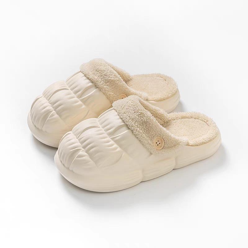 Fashion New 2024 Winter Water Proof Slippers Women Home Mute Platform Shoes Thick Sole Removable Insole Keep Warm Winter Cotton Slippers