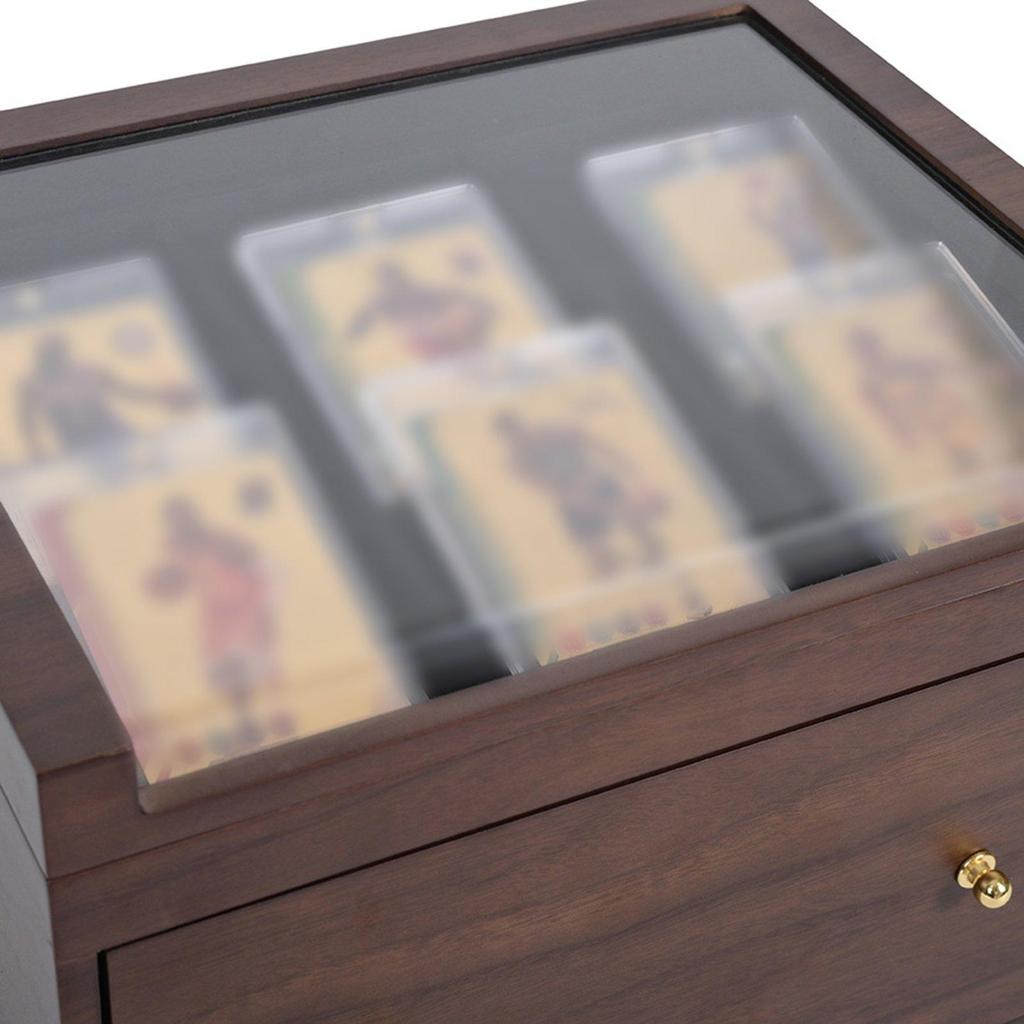 And Practical Wooden Storage Box for Collectible Cards, with Drawer, Case Sports Cards.