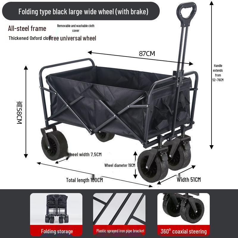 Foldable Extra Large Outdoor Camping Hand Cart Trailer