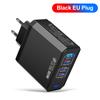 50W 4 Ports USB Charger Fast Charging EU/US Plug Wall Charger for IPhone Samsung Xiaomi Huawei Quick Charge Phone Charge Adapter