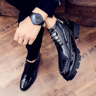 Męskie Lakierowane Mokasyny Buty Wysokie Włoskie Formalne Sukienkowe Brogsy Oxford Ślubne Biznesowe Buty Botki 2024 Buty dla Mężczyzn