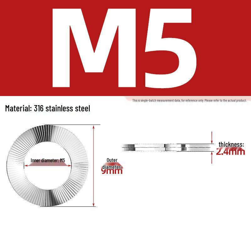 304 Stainless Steel Double Stack Self-Locking Washer with 65Mn Manganese, Anti-Loosening, Double-Sided Tooth Layer