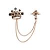 Men Suit Coat Brooch Rhinestone Crown Brooch Tassel Lapel Pin Badge Formal Occasion Business Corsage Clothes Jewelry