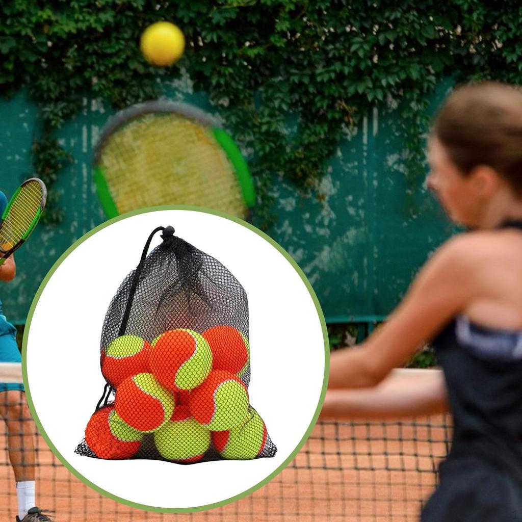 10 Pieces Tennis Balls with Storage Mesh Bag Workout for Pet Dog Adults Kids Yellow