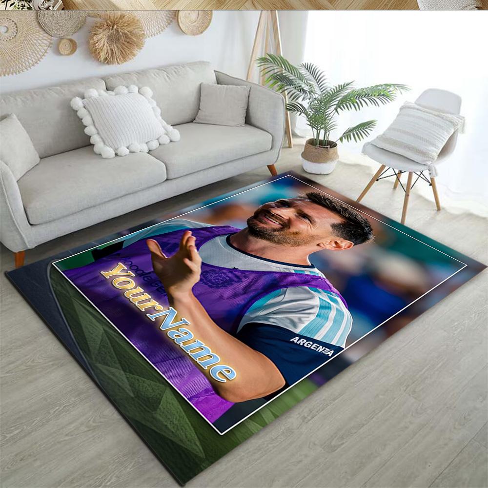 Messi 455 Personalized Name Floor Rug Office Rug Perfect for Bedrooms Study room Kitchen Balcony Antislip Carpet Office home decor Gift for Festivals