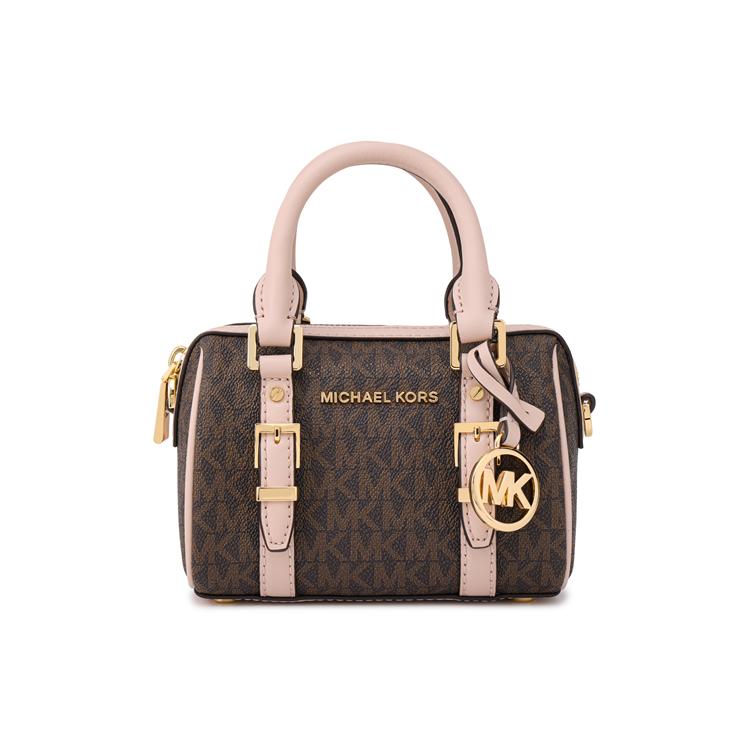 Michael Kors Bedford Series Classic Monogram Zip Closure Leather Boston Bag Women Handbags 32F9G06C0B-266