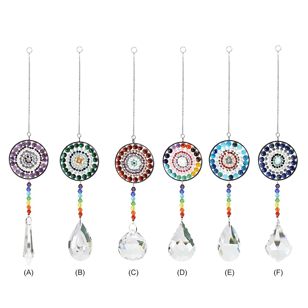 Hanging Crystal Windchimes Handmade Life Tree Pendant Craft Chain Window Car Hanging Ornament Home Outdoor Garden Decor