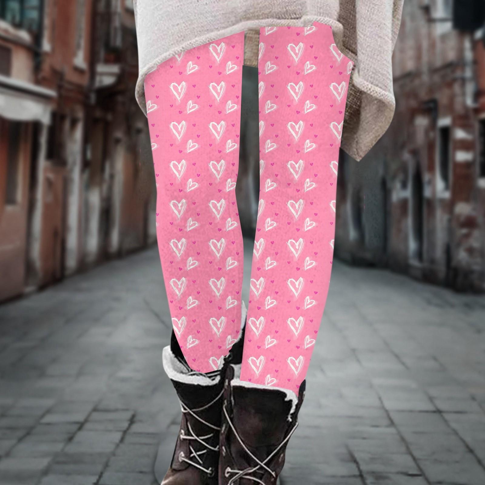 

Женские брюки, эластичные мягкие хлопковые леггинсы с принтом, повседневные домашние пижамы M розовый