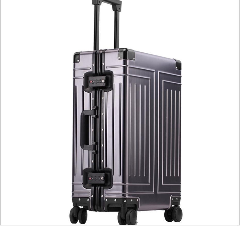 Manai Aluminum-Magnesium Alloy Trolley with Universal Wheels, Metal Luggage for Men, Women, Students, and Business Travel