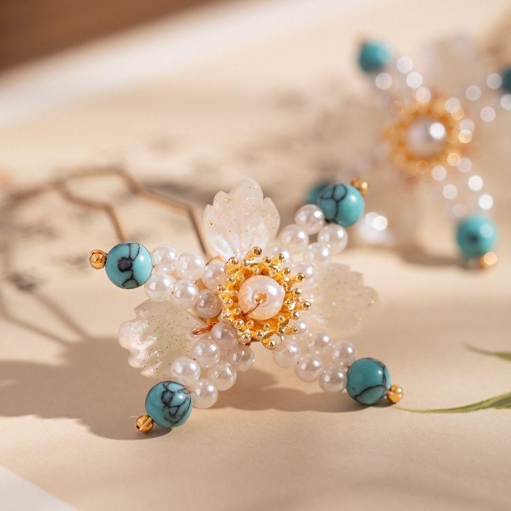 Tassel Ancient Hair Stick Pearl Hanfu Hairpin Antique Flower Hair Comb  Women