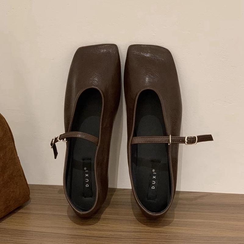 Fashion SUOJIALUN New Brand Women Flat Shoes Fashion Round Toe Slip On Ladies Mary Jane Shoes Soft Flat Outdoor Dress Single Shoes