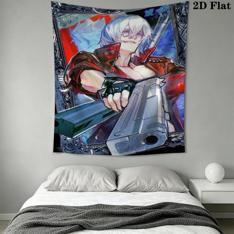 Devil May Cry Wall Tapestry Aesthetic Wall Hanging Printed Fabric Blanket Decorative Tapestries for Bedroom Living Room Home Decor