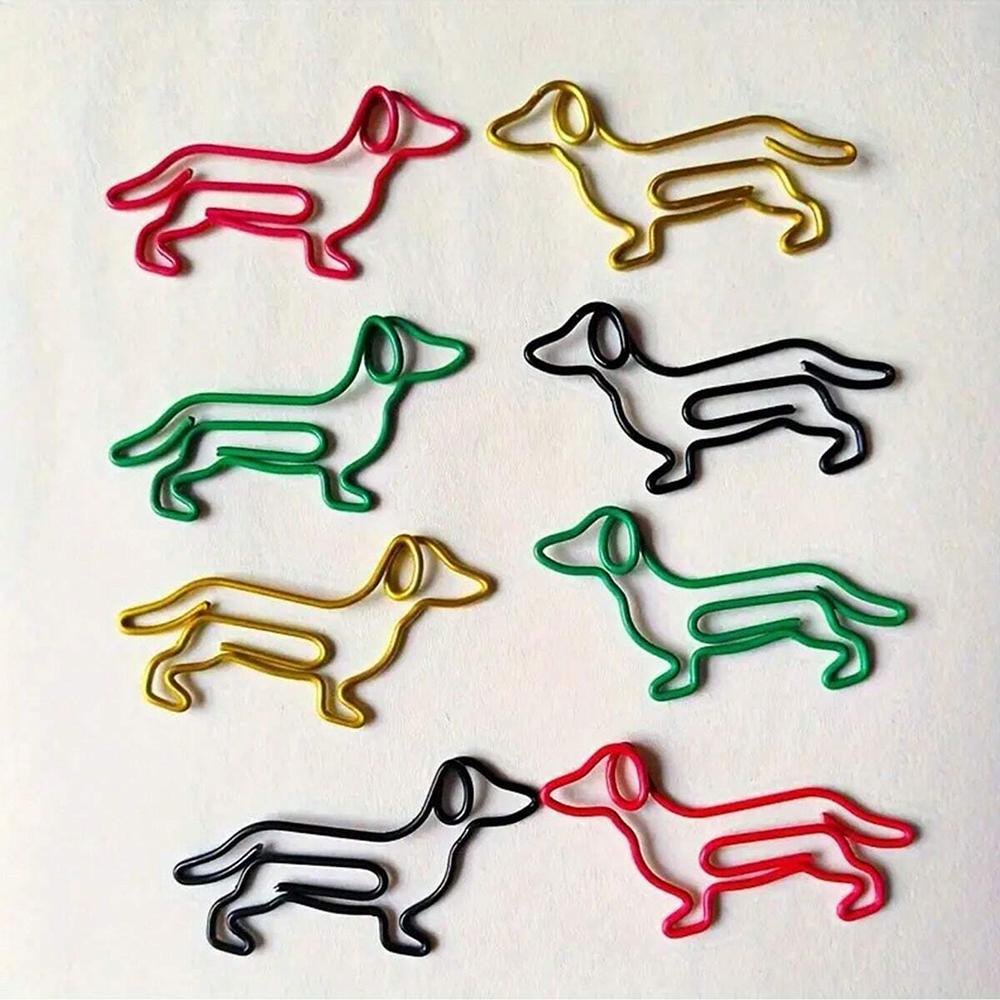 20 Pcs Metal Paper Clips Cat Dog Musical Notes Assorted Color Paperclips Bookmark Teacher Students Office Supplies