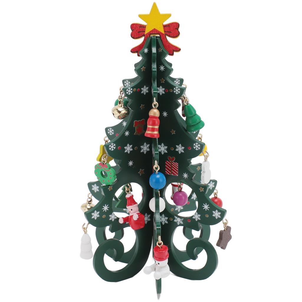 Mini Albero di Natale Decorazione Legno Divertente Artigianato Albero di Natale da Tavolo con Ornamenti per Soggiorno