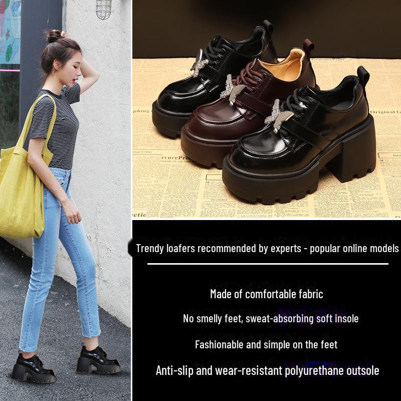 SJN939-7 Damskor med tjock sula och plattform - Höst 2024 Trendiga höjdökande skor med mjuk sula