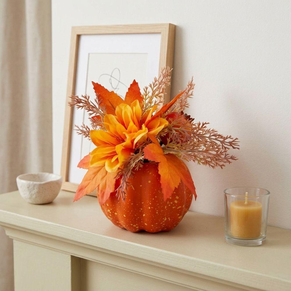 Realistic Fall Artificial Pumpkin Floral Foam Pumpkin Berry Chrysanthemum Flower Halloween