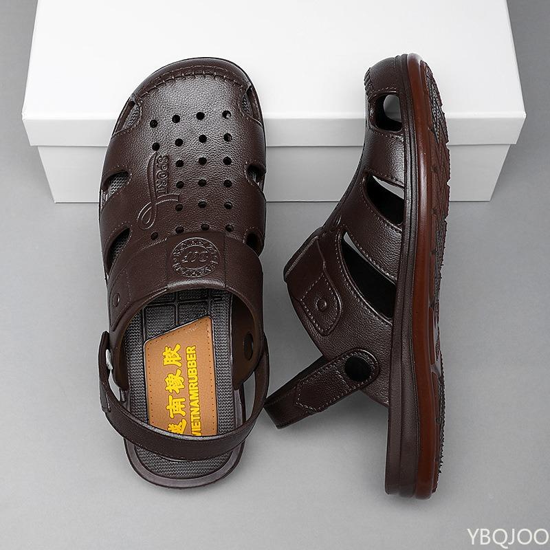 

2026 new Summer Sandals for Men Outdoor Casual Sport Slippers Non-slip Breathable Shoes Fashionable Two Uses Beach Garden shoes 39 коричневый