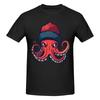 Unisex Lustiges Oktopus mit Mütze Retro Fun T-Shirt Streetwear Baumwolle Rundhals T-Shirts