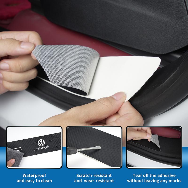 VW Leather Car Door Plate Threshold Protector Strip Sticker For Volkswagen VW Scirocco Jetta Beetle Golf Passat Polo Tiguan Sharan EO1