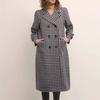 Export Pure Yuan European Station Classic Houndstooth Elegant Socialite Fall and Winter Side Pocket Single-Breasted Women's Trench Coat Overcoat