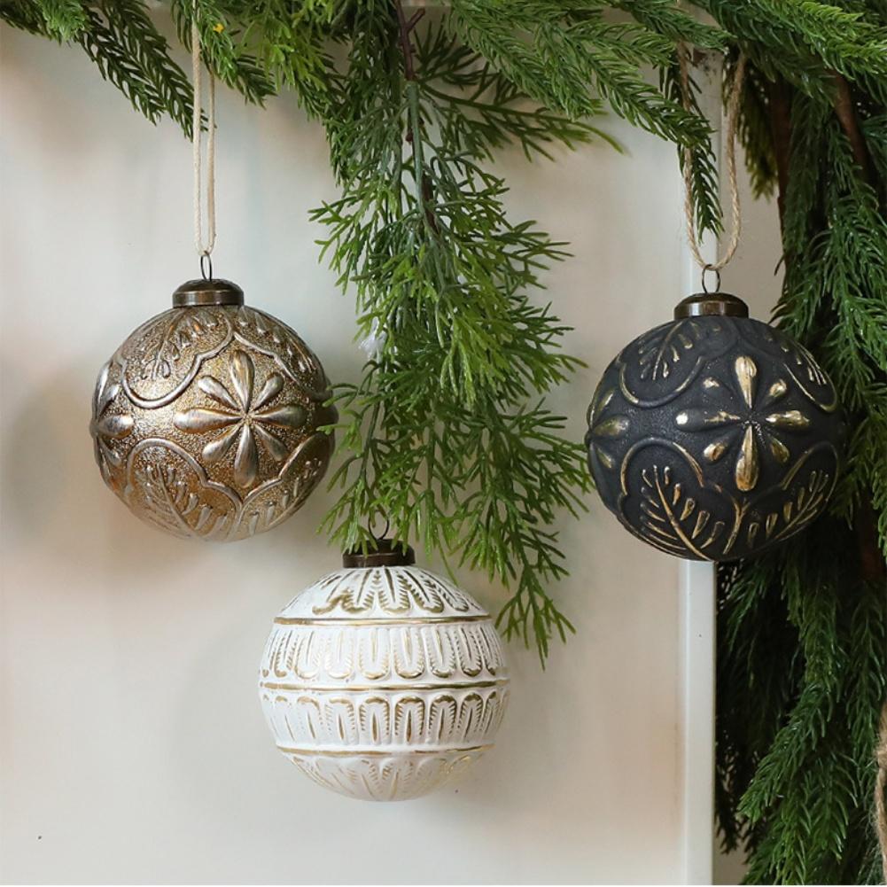 Rustic Copper Christmas Ornaments for Tree Hanging Vintage Style Plastic Shatterproof Balls Holiday Seasonal Decoration