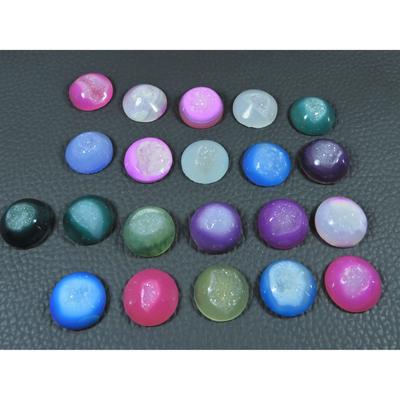 14X14MM Natural Window Druzy Agate Round Cabochon Loose Gemstone 21 Pcs Lot C-3737