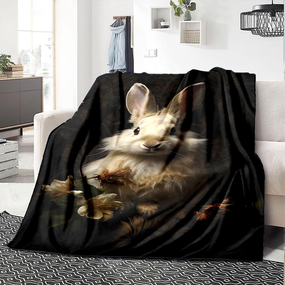 1pc Rabbit Name blanket Lightweight Flannel Throw for Sofa Bed Travel Camping Livingroom Office Couch Chair