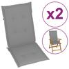 Day and Night - Day and Night High Back Garden Chair Cushion 2 Pcs Gray Fabric 120x50x3 Cm
